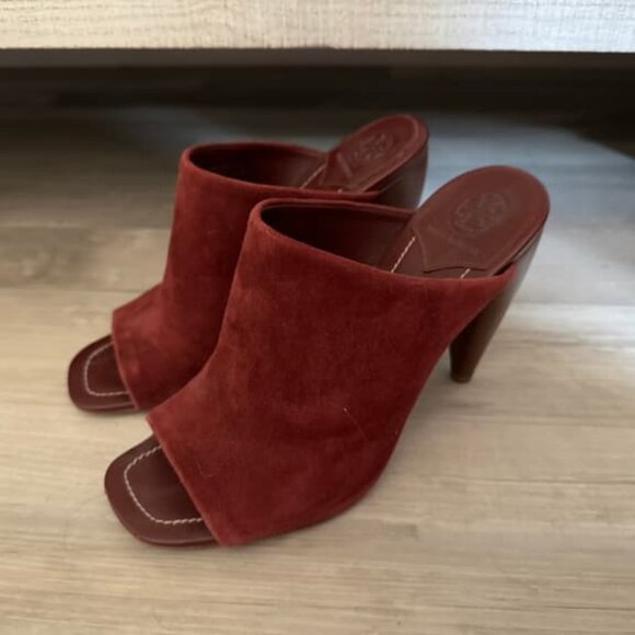 Women's Heel Slip On Leather Slide Mules Size 7 - Picture 1 of 4